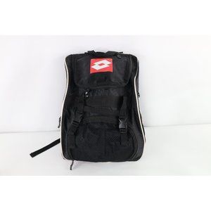 Vintage 90s Lotto Spell Out Box Logo Soccer Football Backpack Book Bag Black